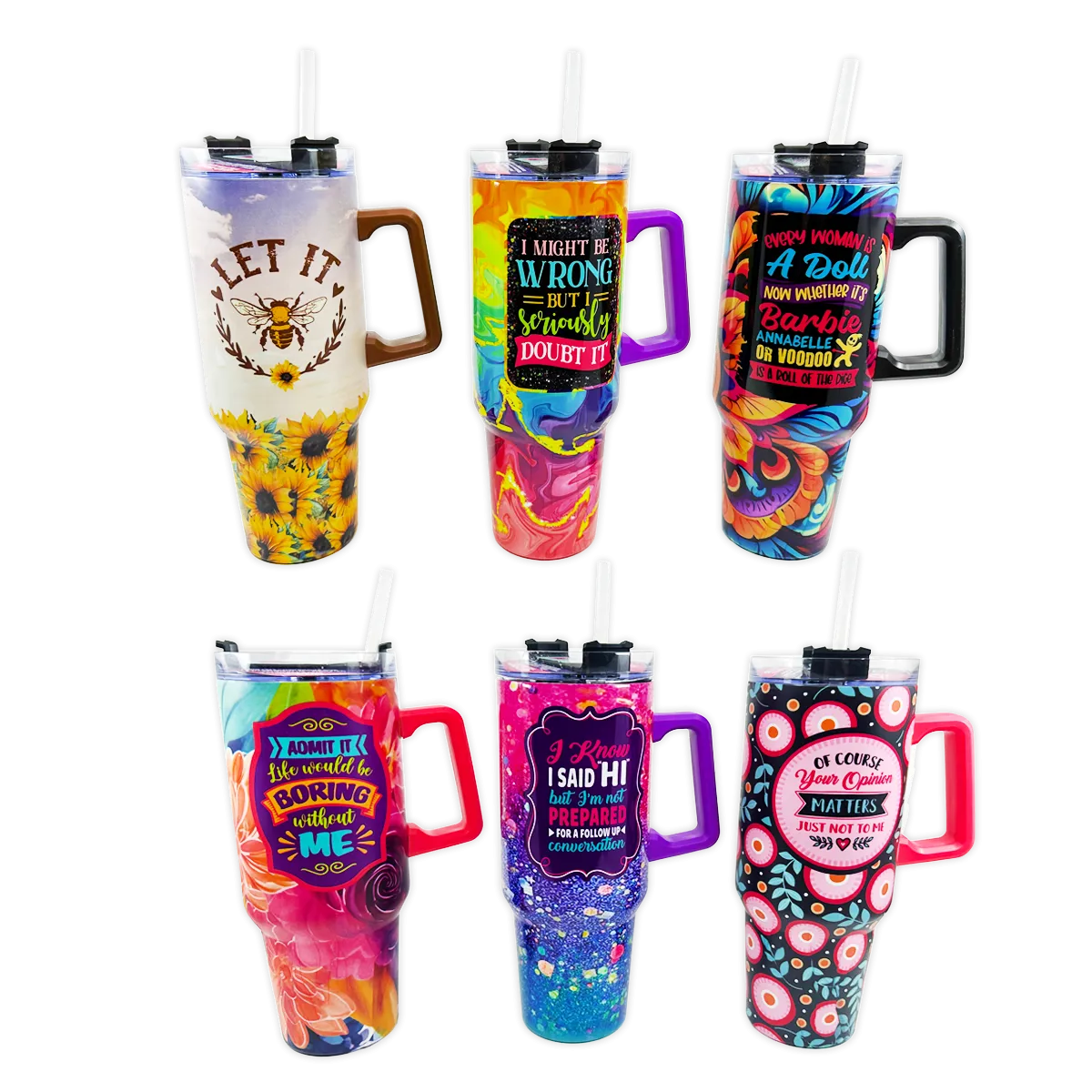 40 oz Insulated Printed Cup Assortment Floor Display - 24 Pieces Per Retail Ready Display 88523