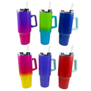 40oz Insulated Stainless-Steel Color Ombre Printed Cup Mix D - 6 Pieces Per Retail Ready Display 24780
