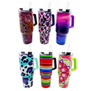 40oz Insulated Stainless-Steel Printed Cup Mix B - 6 Pieces Per Retail Ready Display 24770