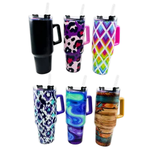 40oz Insulated Stainless-Steel Printed Cup Mix C - 6 Pieces Per Retail Ready Display 24772