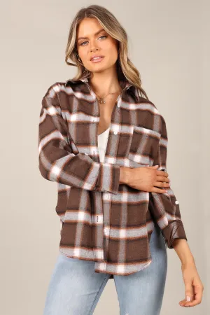 Alannah Plaid Button Down Shirt - Brown
