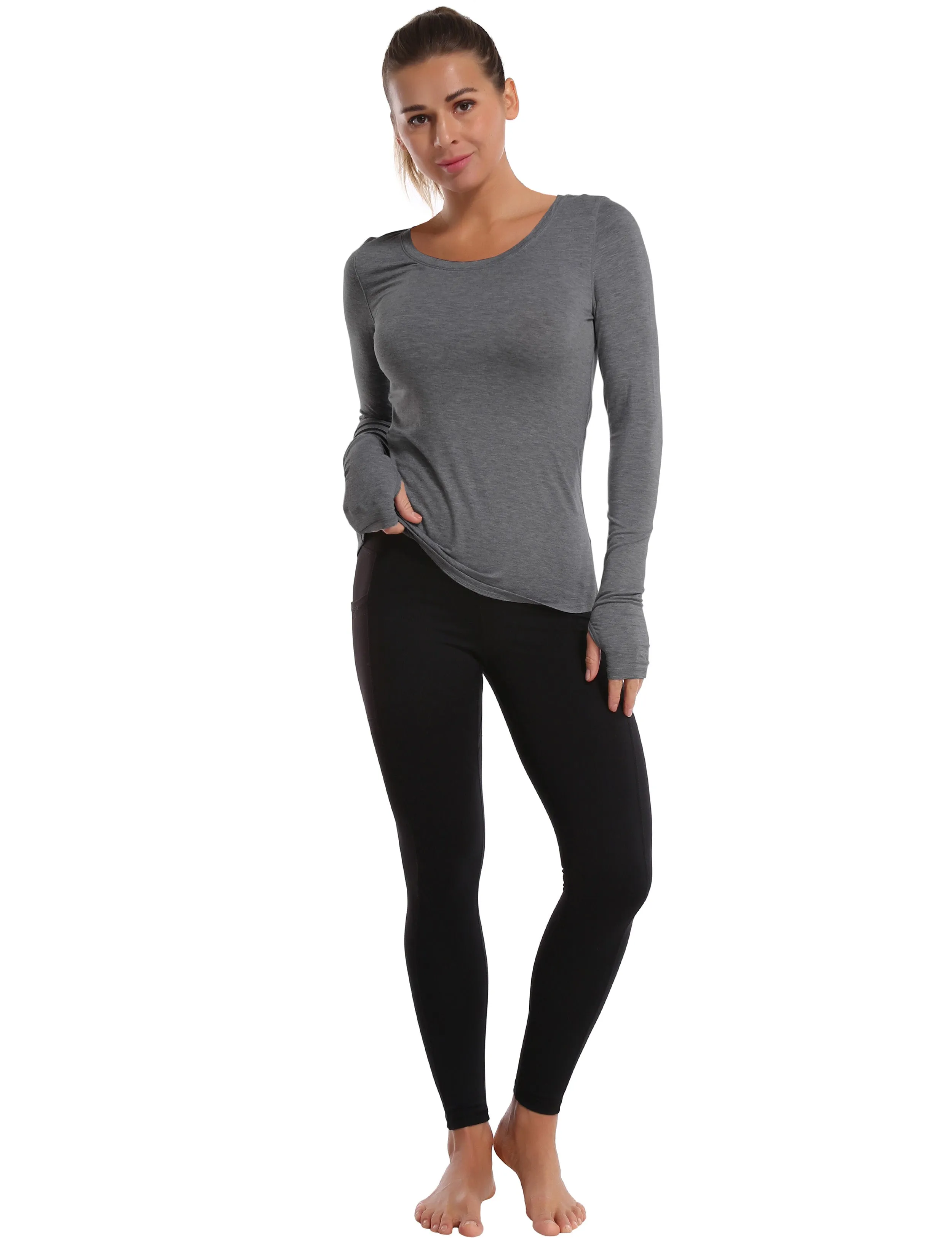 Athlete Long Sleeve Tops heathercharcoal_Plus Size