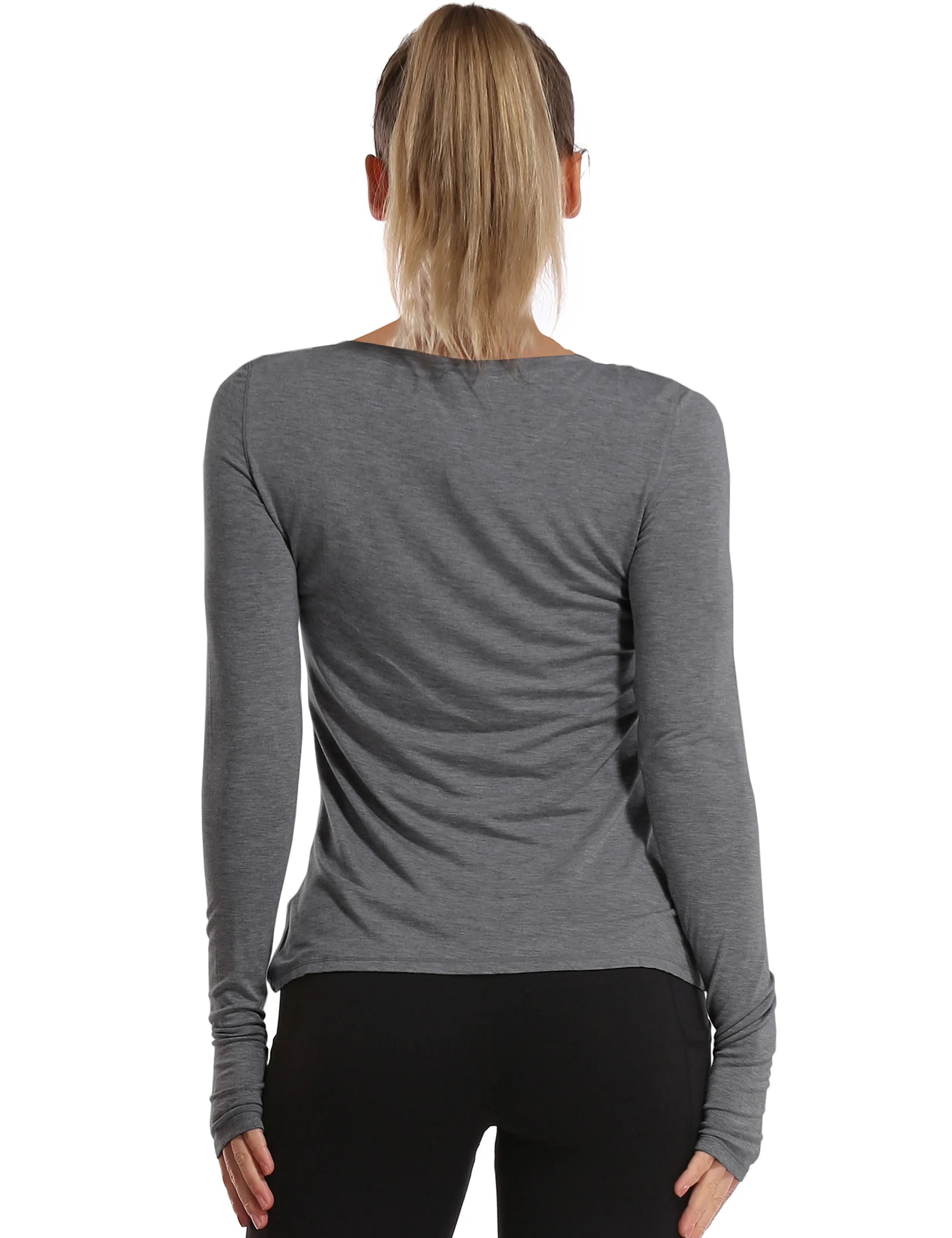 Athlete Long Sleeve Tops heathercharcoal_Plus Size