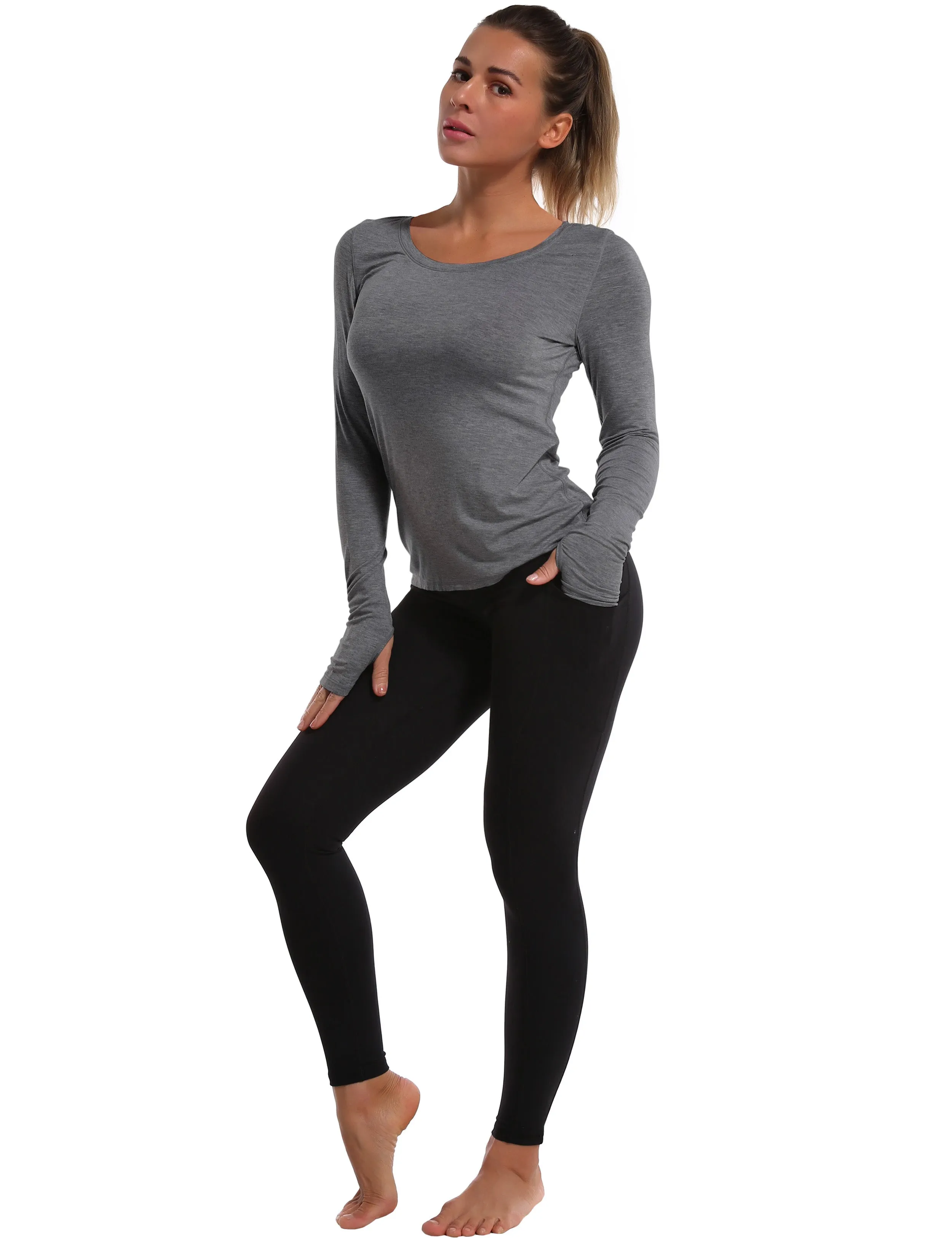 Athlete Long Sleeve Tops heathercharcoal_Plus Size