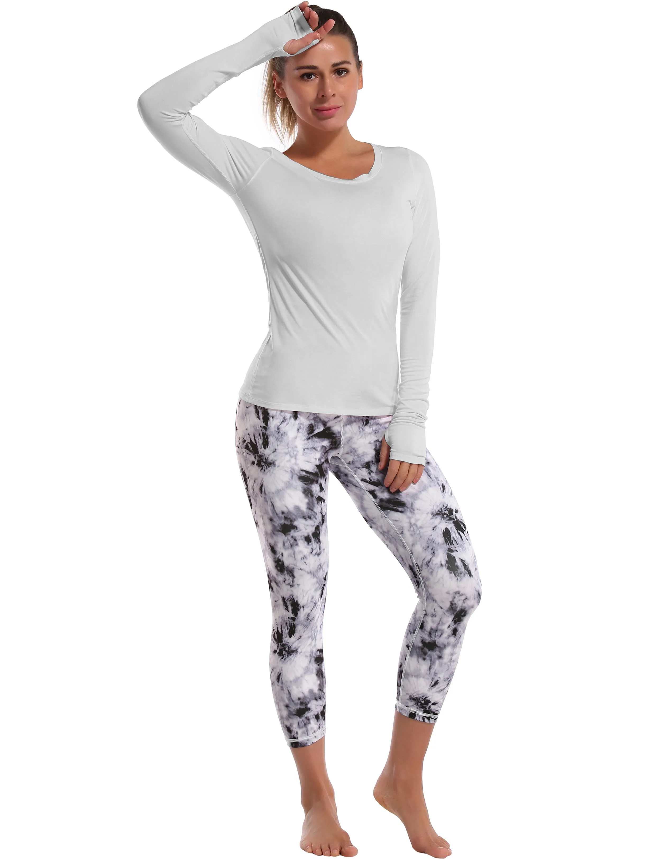 Athlete Long Sleeve Tops lightgray ins_yogastudio