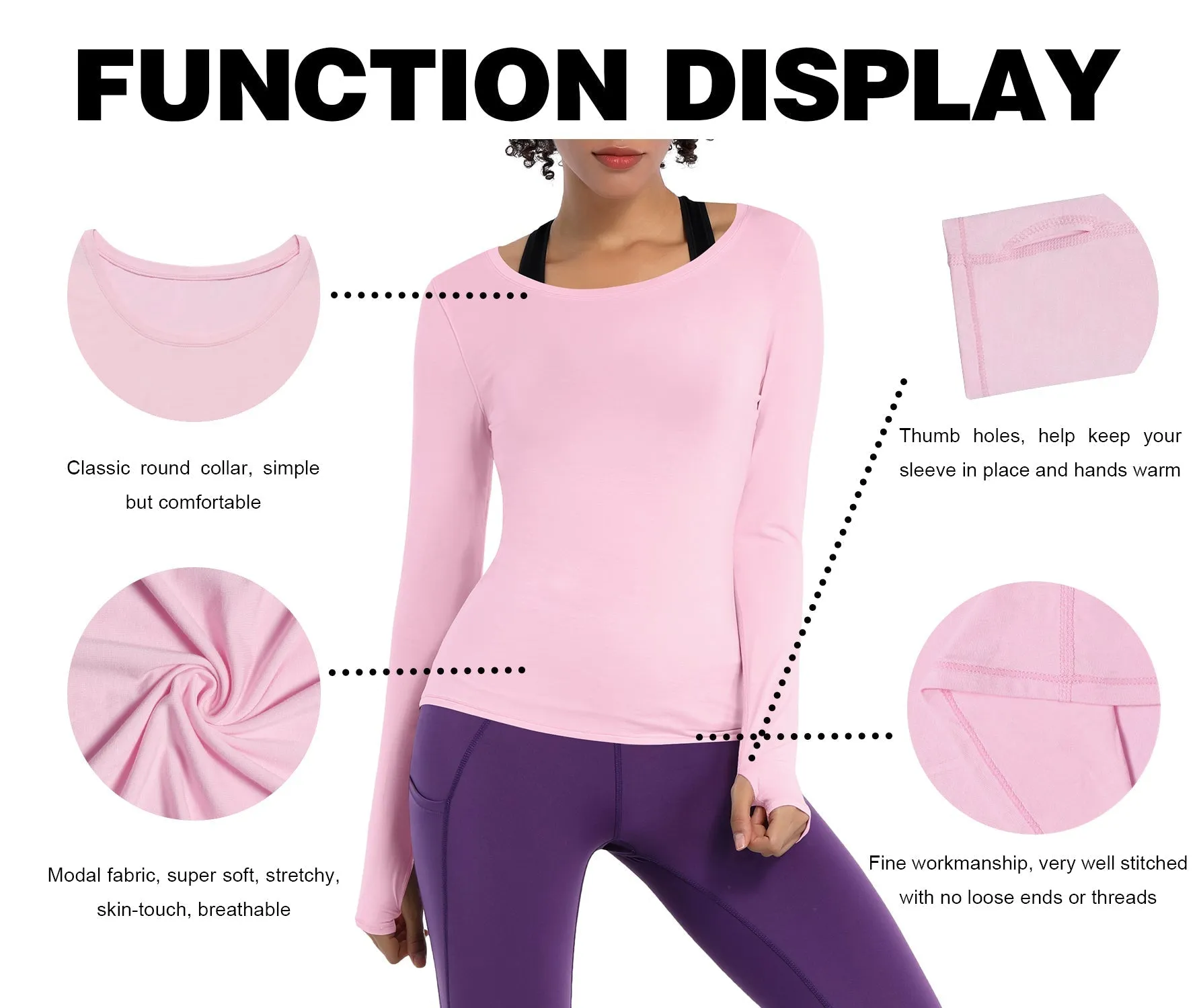 Athlete Long Sleeve Tops lightpink_Tall Size