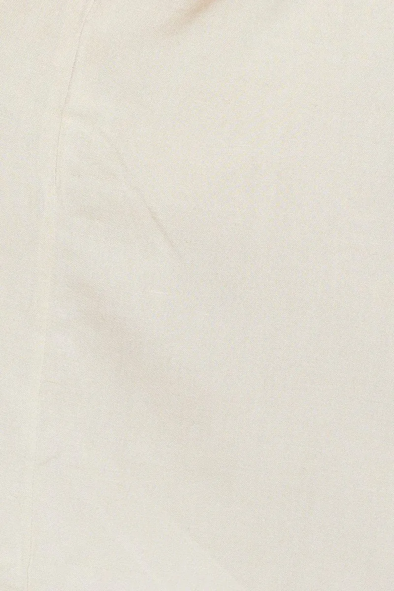 Beige Mini Dress Short Sleeve Square Neck