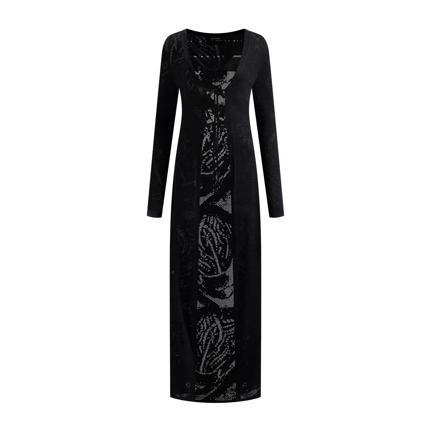 Black Braided Long Cardigan