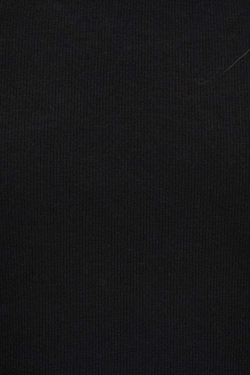 Black Rib Crop Top Short Sleeve