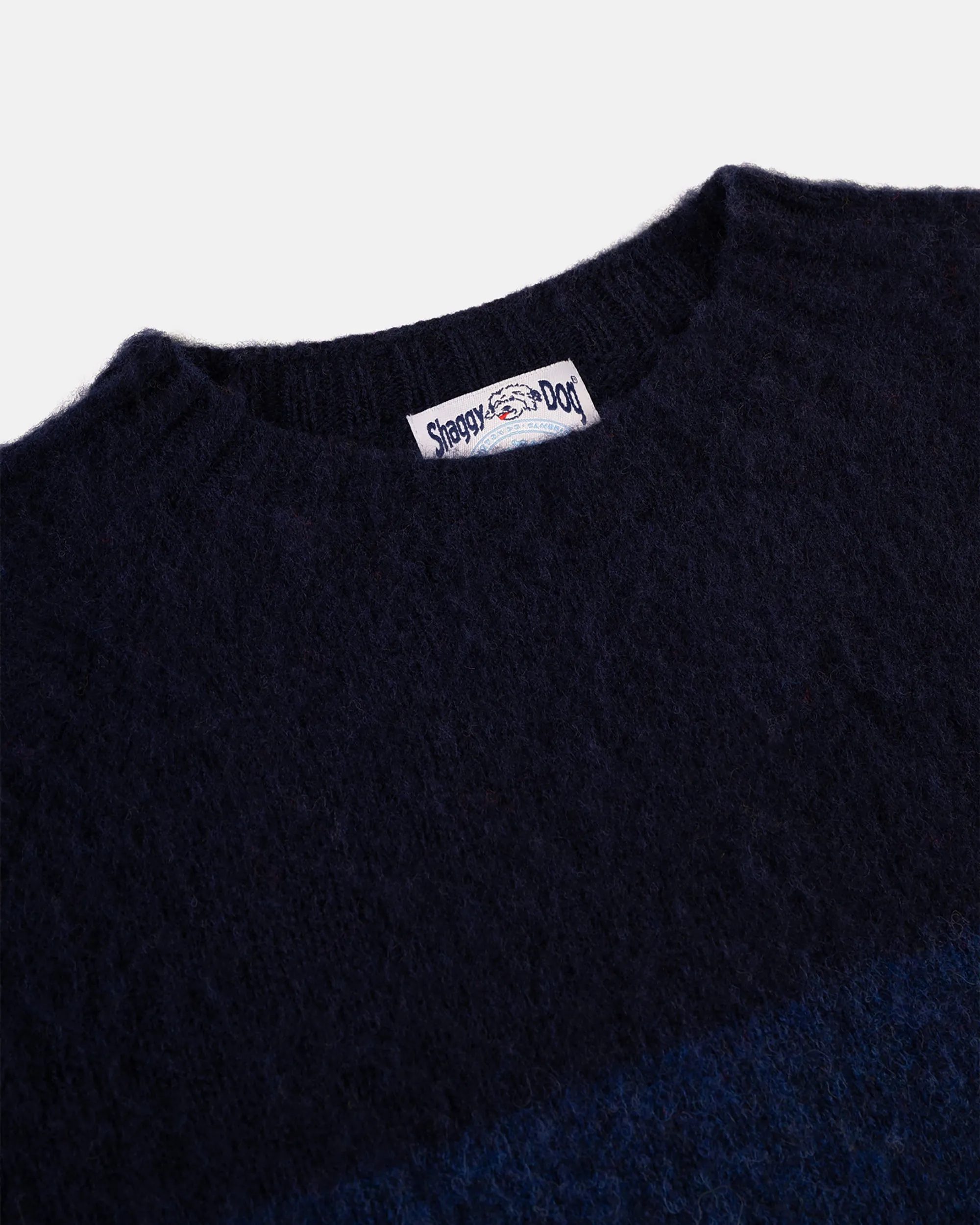 BLUE BLOCK STRIPE SHAGGY DOG SWEATER - TRIM FIT