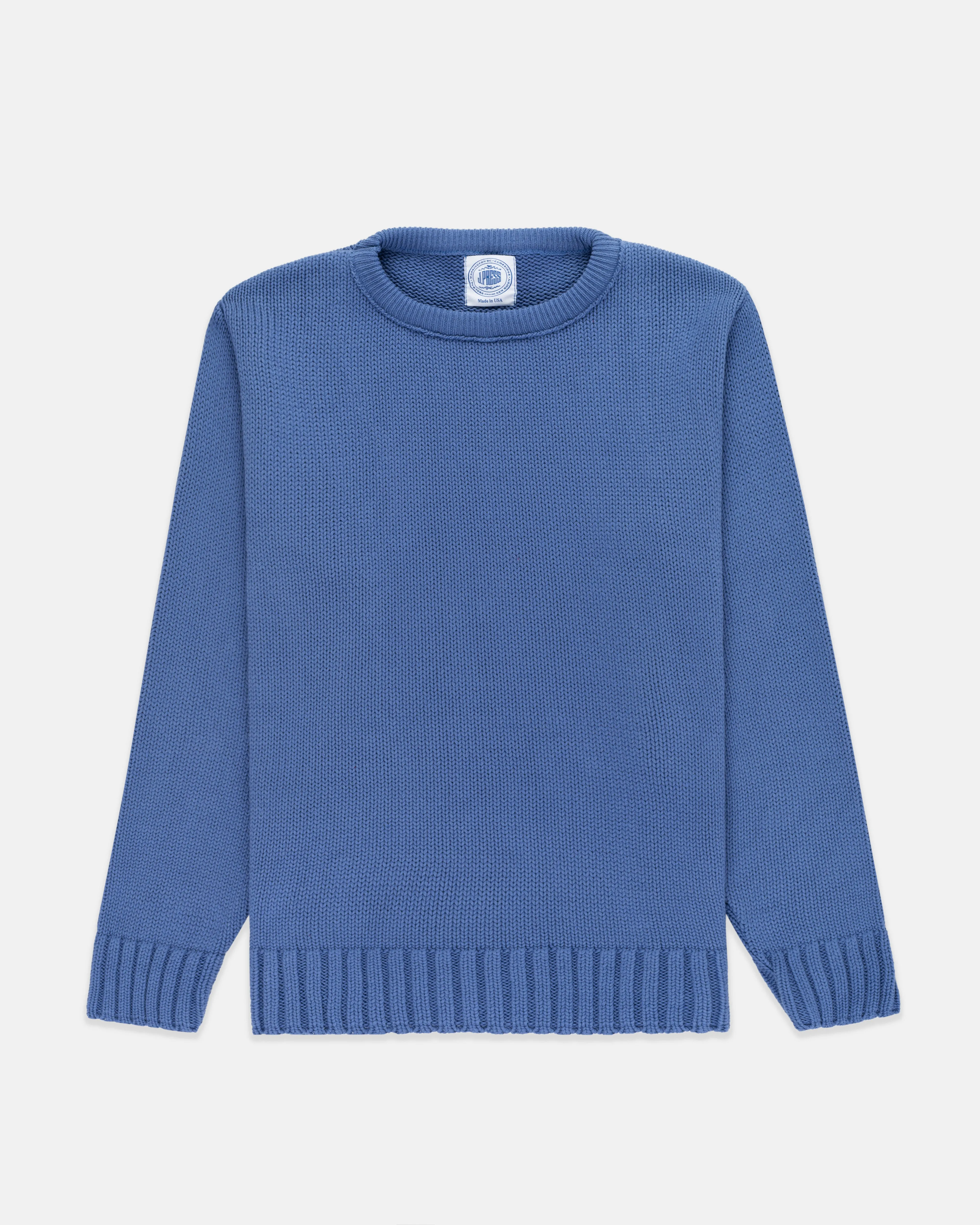 BLUE CHUNKY COTTON SWEATER