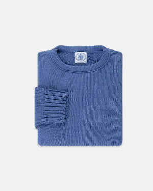BLUE CHUNKY COTTON SWEATER