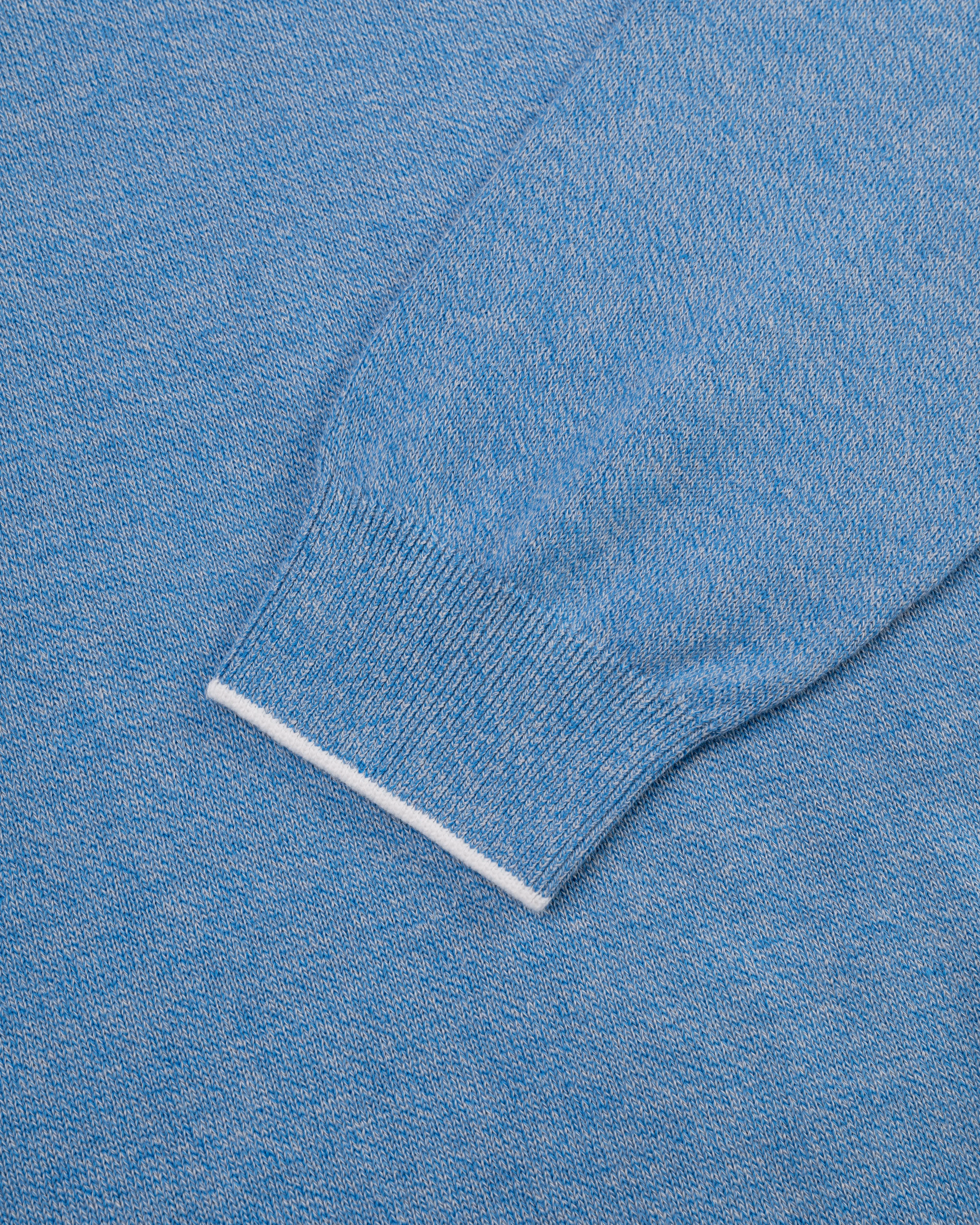BLUE MARL COTTON CREWNECK TIPPED SWEATER
