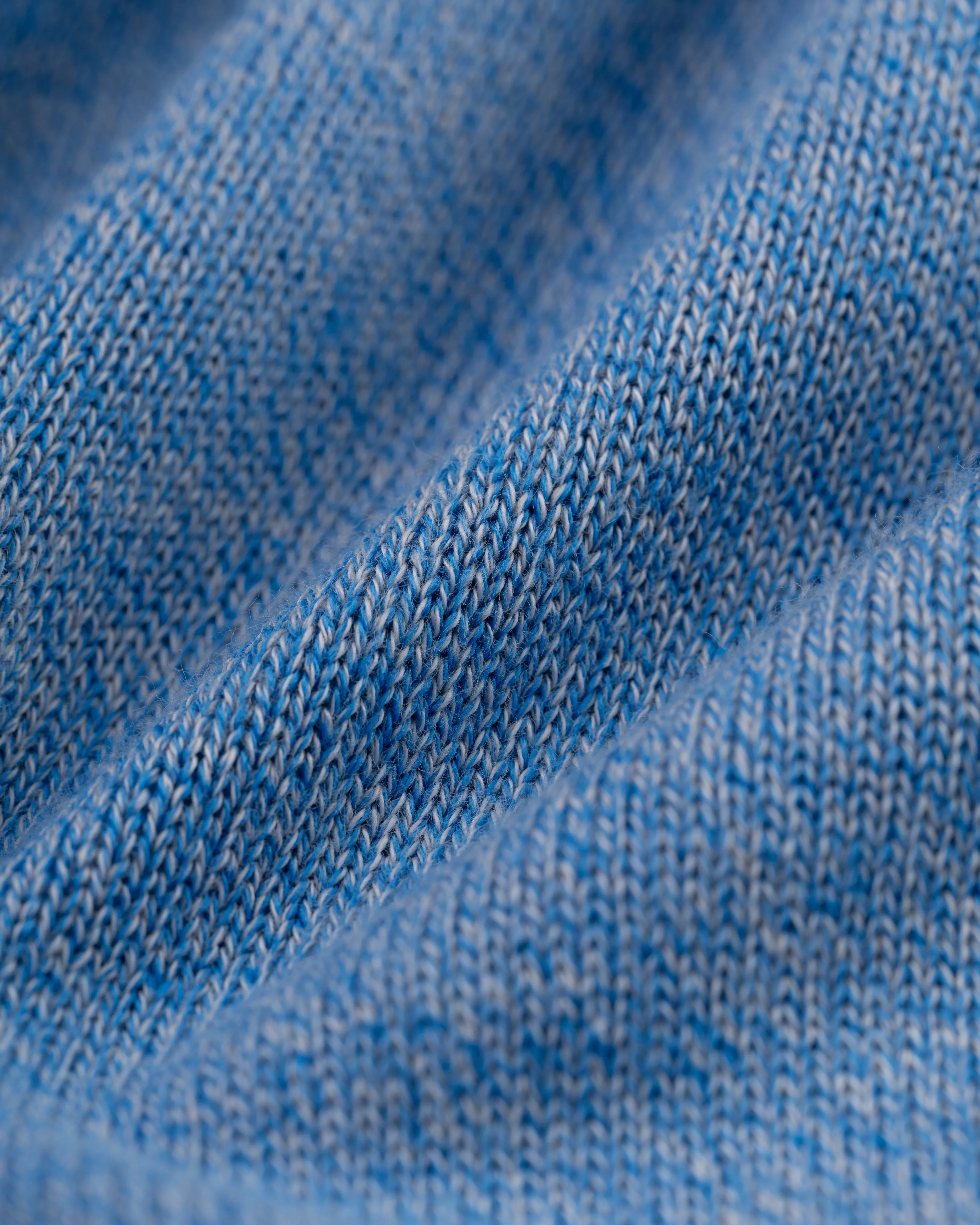 BLUE MARL COTTON CREWNECK TIPPED SWEATER