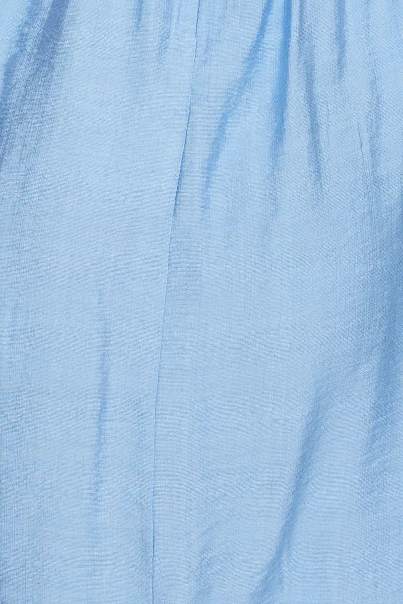 Blue Mini Dress Short Sleeve Evening