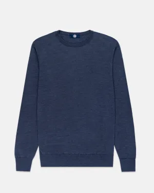 BLUE SUPERFINE MERINO WOOL SWEATER