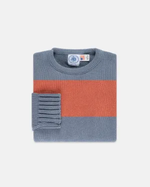 BLUE/BRETON RED CHUNKY COTTON STRIPE SWEATER