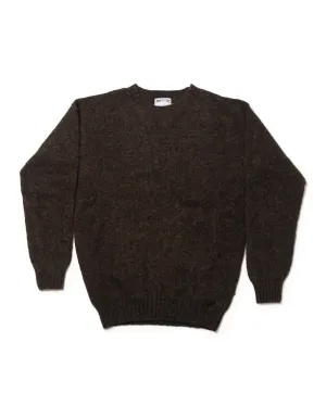 BROWN SHAGGY DOG CREWNECK SWEATER- TRIM FIT