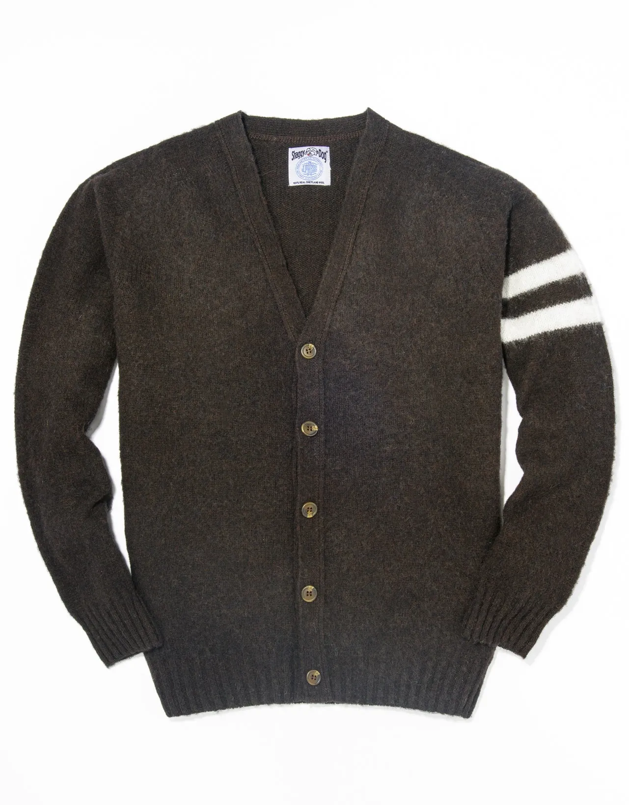 BROWN SHAGGY DOG UNIVERSITY CARDIGAN - TRIM FIT