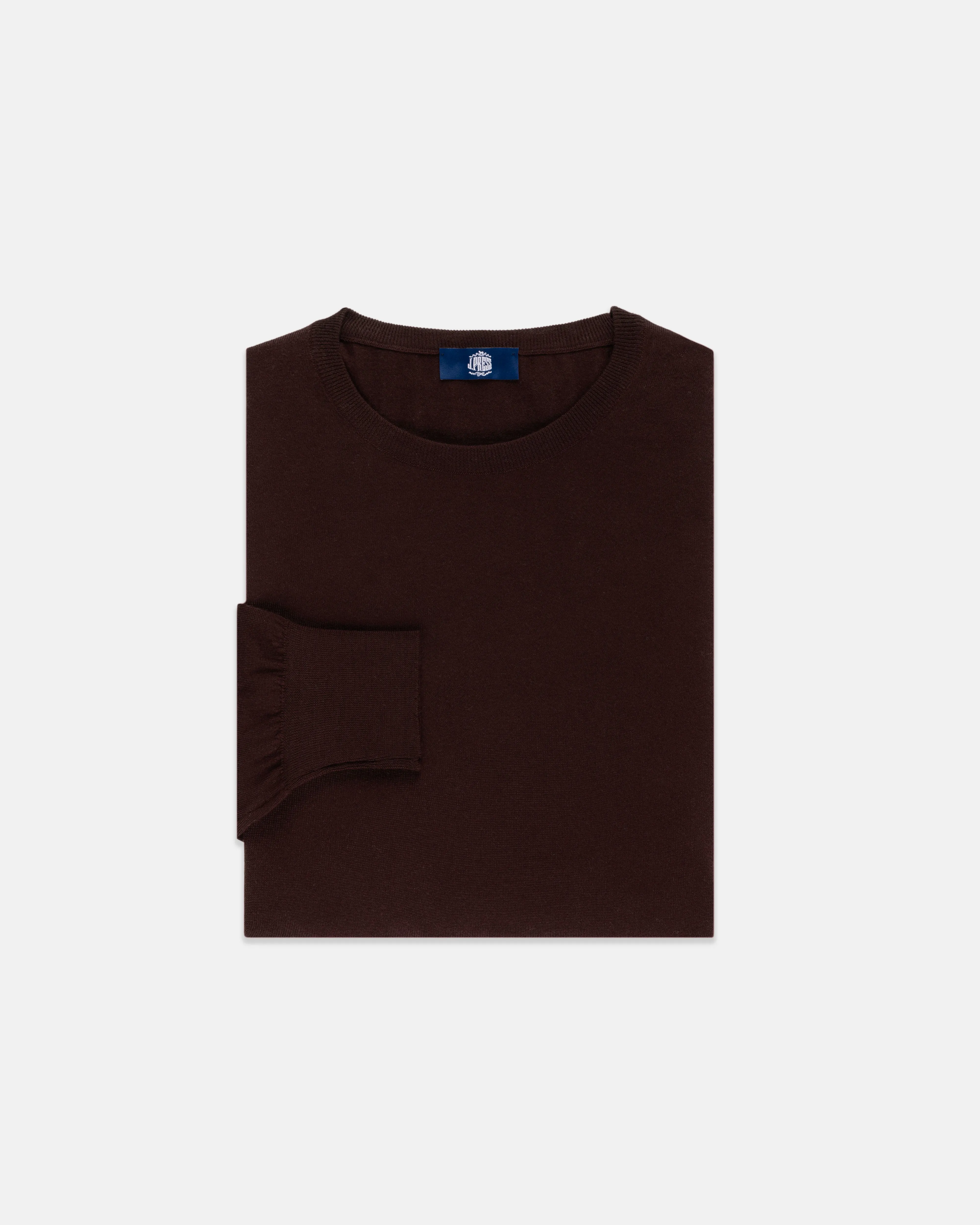 BROWN SUPERFINE MERINO WOOL SWEATER