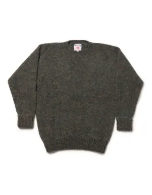 BROWN/BLUE MARL SHAGGY DOG CREWNECK SWEATER