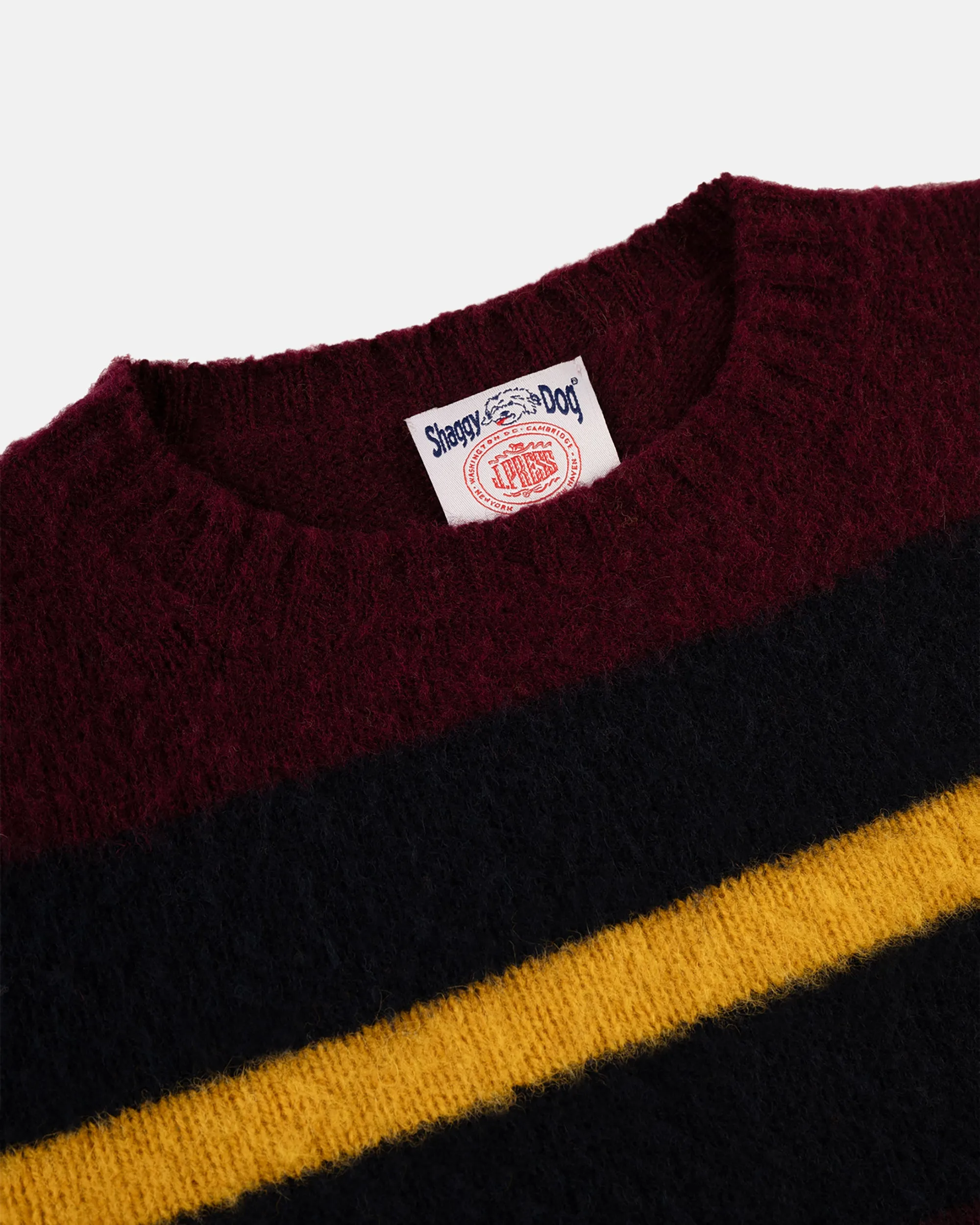 BURGUNDY FRAME STRIPE SHAGGY DOG SWEATER