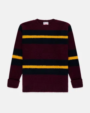 BURGUNDY FRAME STRIPE SHAGGY DOG SWEATER