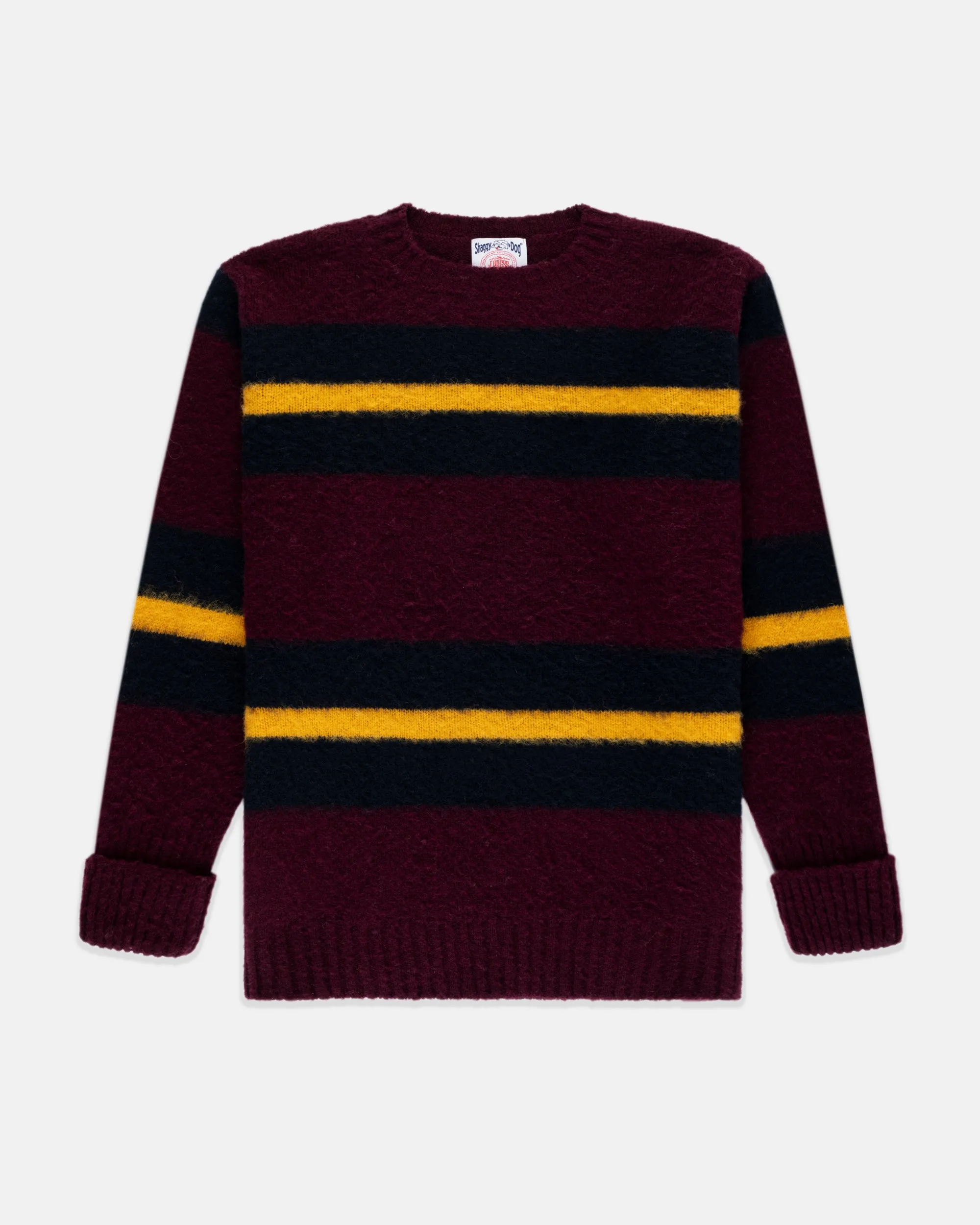 BURGUNDY FRAME STRIPE SHAGGY DOG SWEATER
