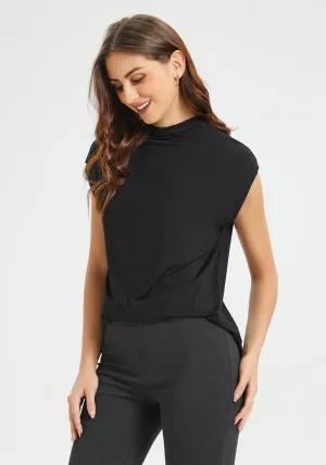 Cap Sleeve Mockneck (Black)