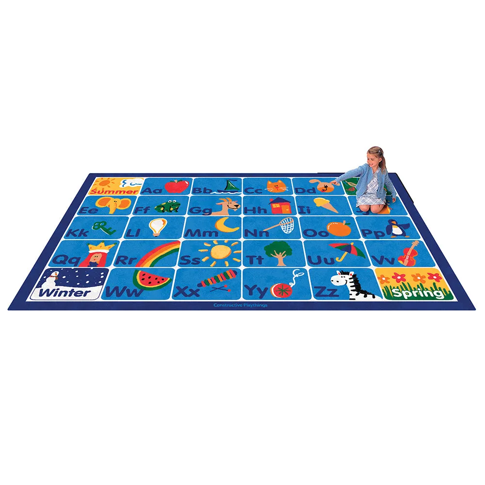 Carpet for Kids® ABC Picture Rug with 30 Seating Squares | 7' x 12' Classroom Carpet