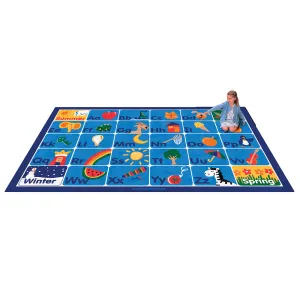 Carpet for Kids® ABC Picture Rug with 30 Seating Squares | 7' x 12' Classroom Carpet