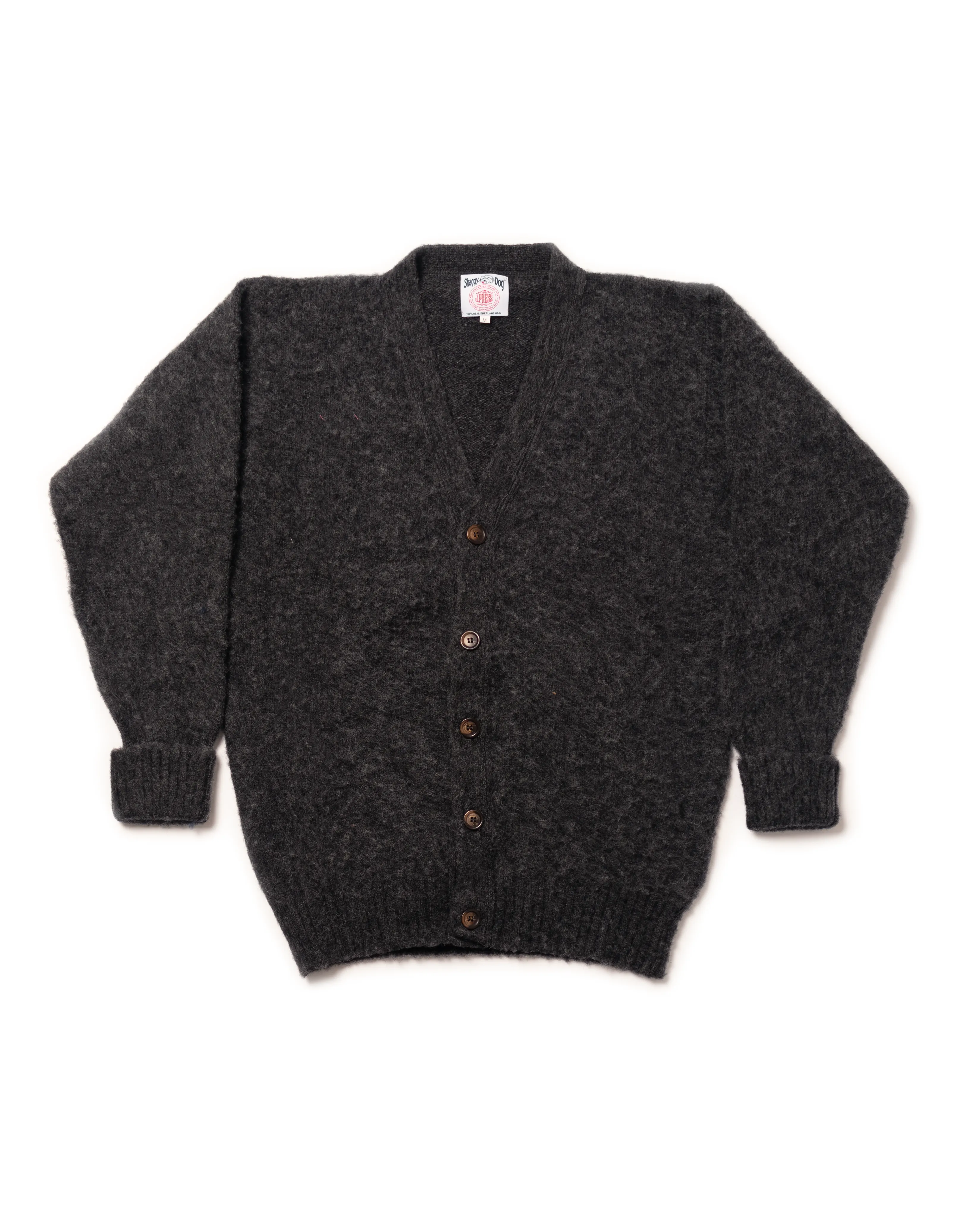 CHARCOAL SHAGGY DOG CARDIGAN SWEATER