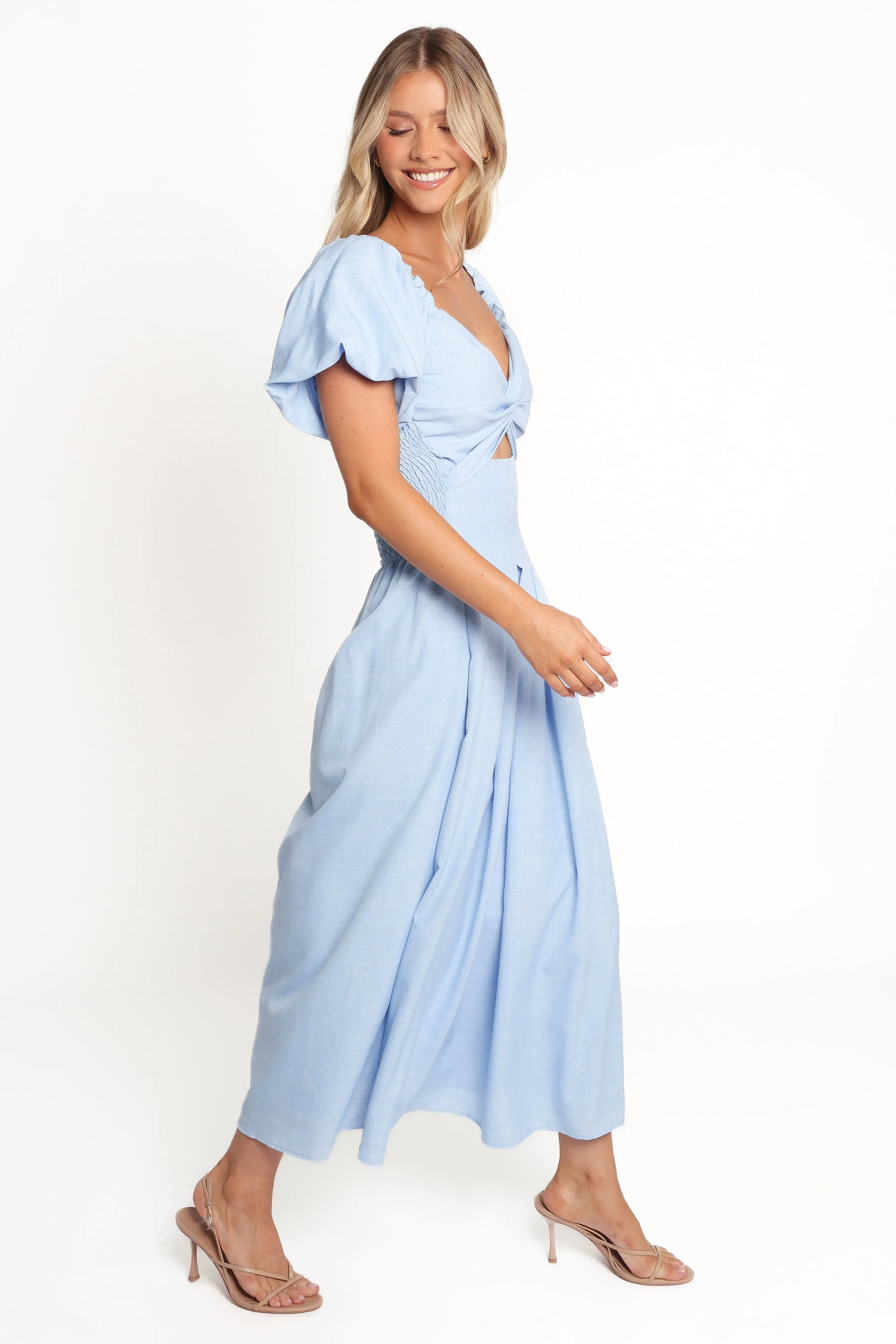 Cintra Puff Sleeve Maxi Dress - Blue