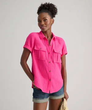 Cotton Gauze Short-Sleeve Jodi Shirt