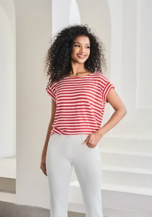 Cuffed Muscle Tee (Crimson Stripe)