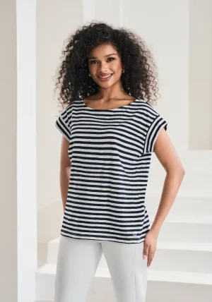 Cuffed Muscle Tee (Navy Stripe)