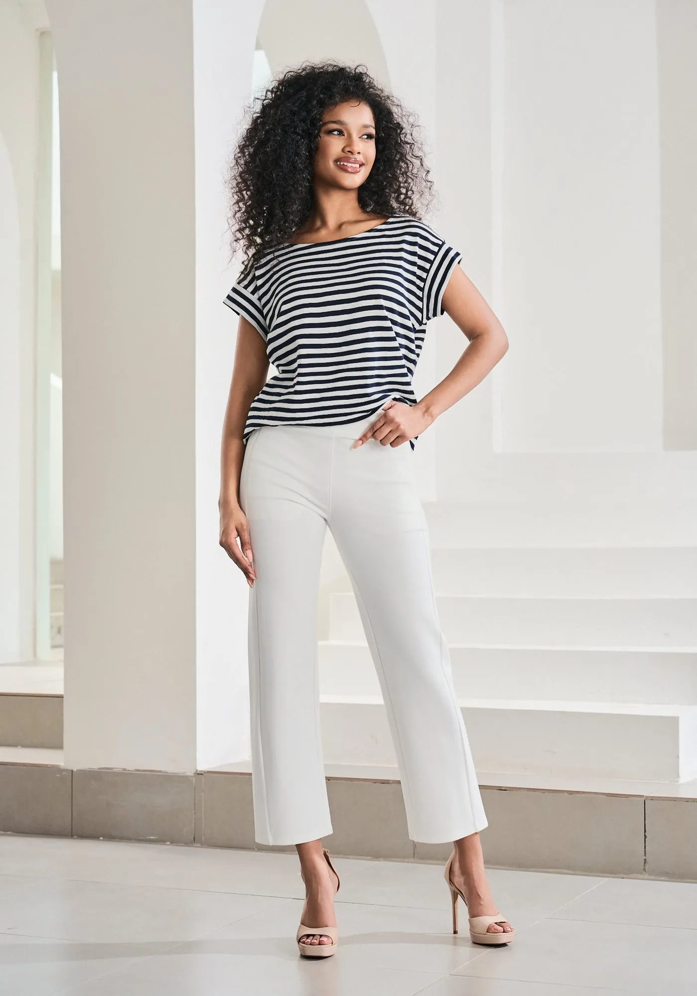 Cuffed Muscle Tee (Navy Stripe)