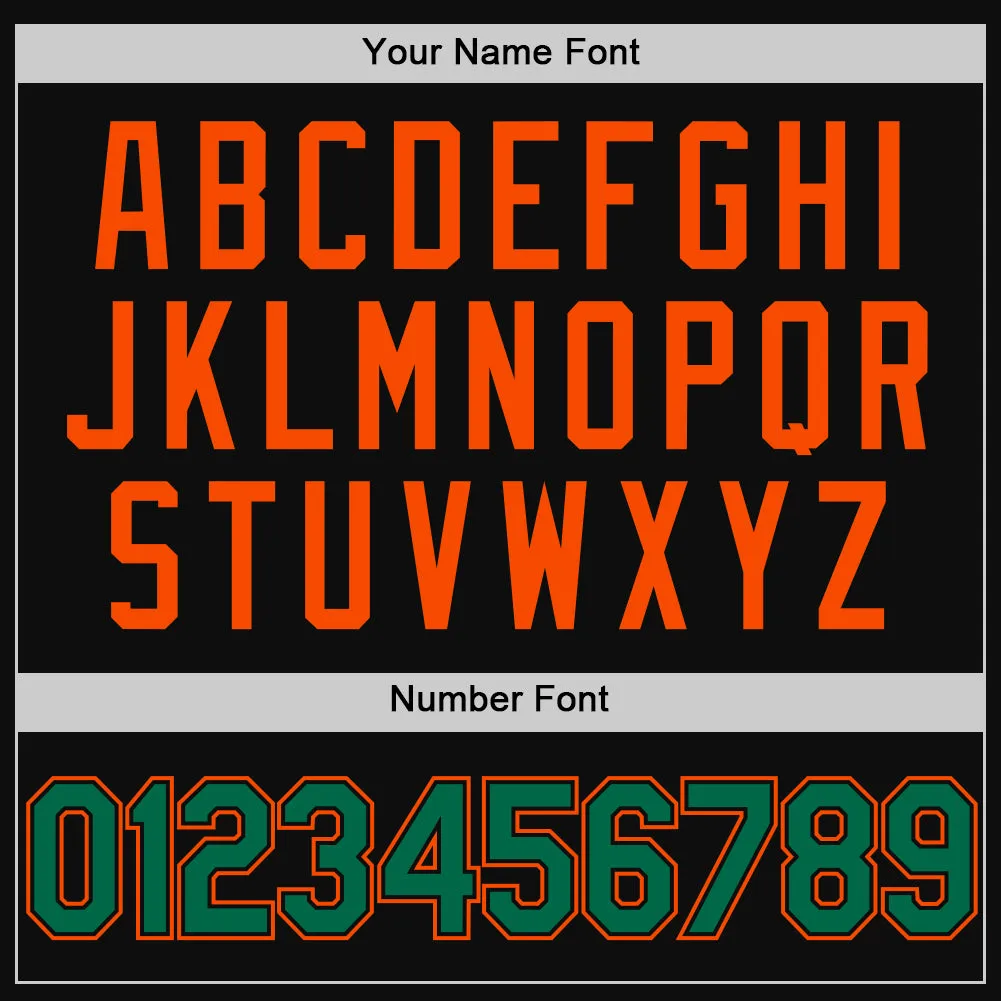 Custom Black Kelly Green-Orange Authentic Throwback Baseball Jersey