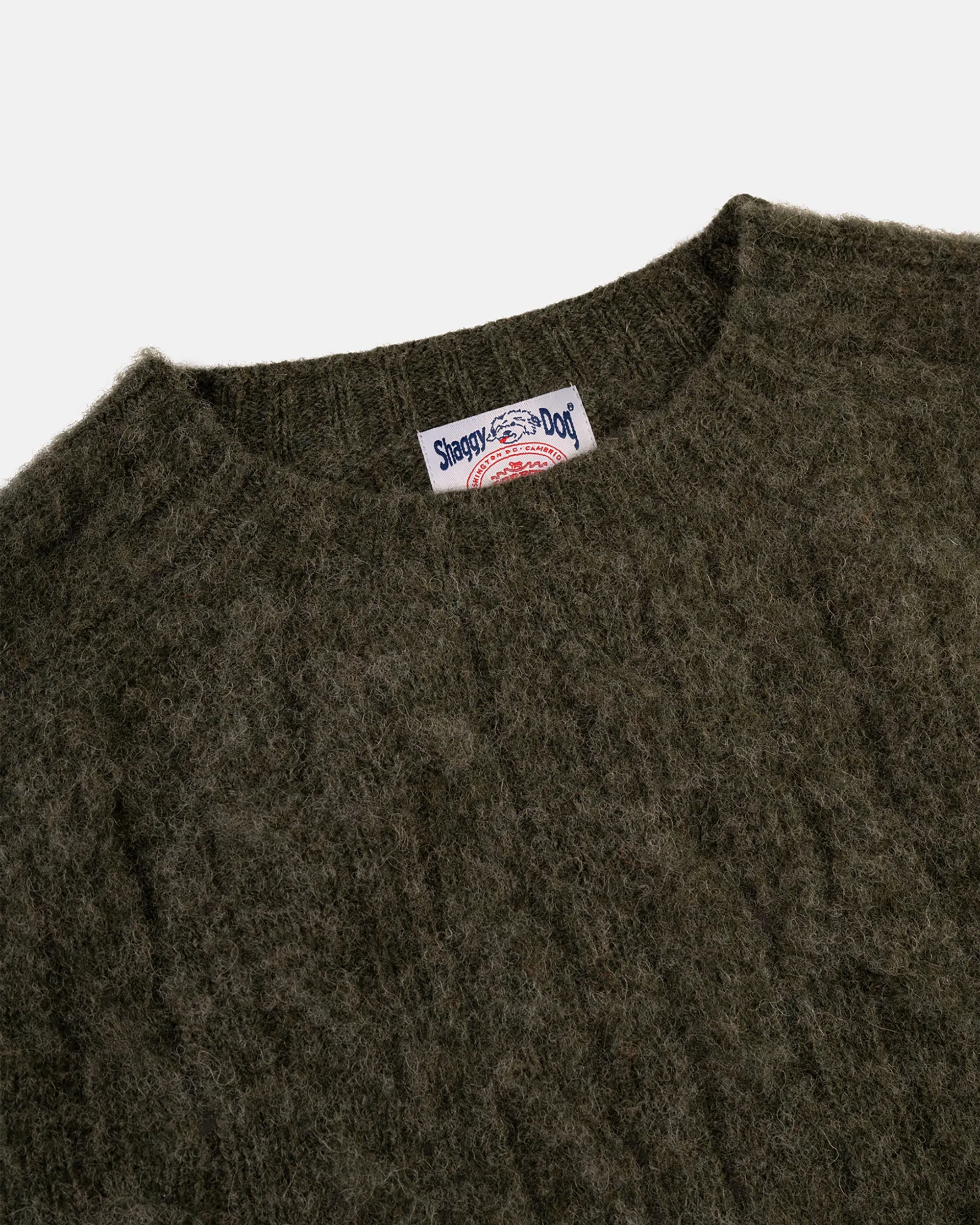 DARK GREEN SHAGGY DOG CABLE CREWNECK SWEATER
