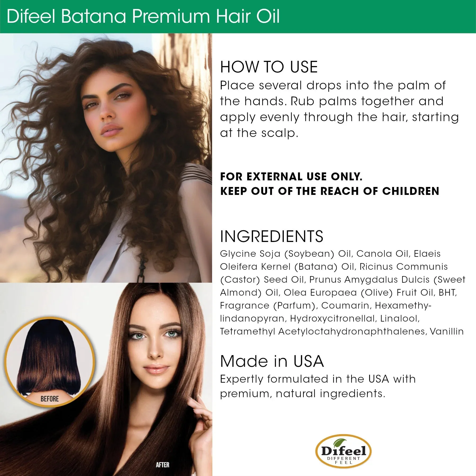 Difeel Batana Premium Hair Oil - 7.1 oz