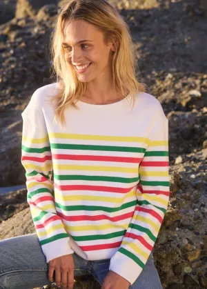 ECRINS COTTON - Tricolor Striped Sweater in Coton for Women  (CÔTE D'AZUR)