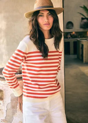ECRINS - Striped Sweater in Soft Wool for Women (IVORY / ORANGE)