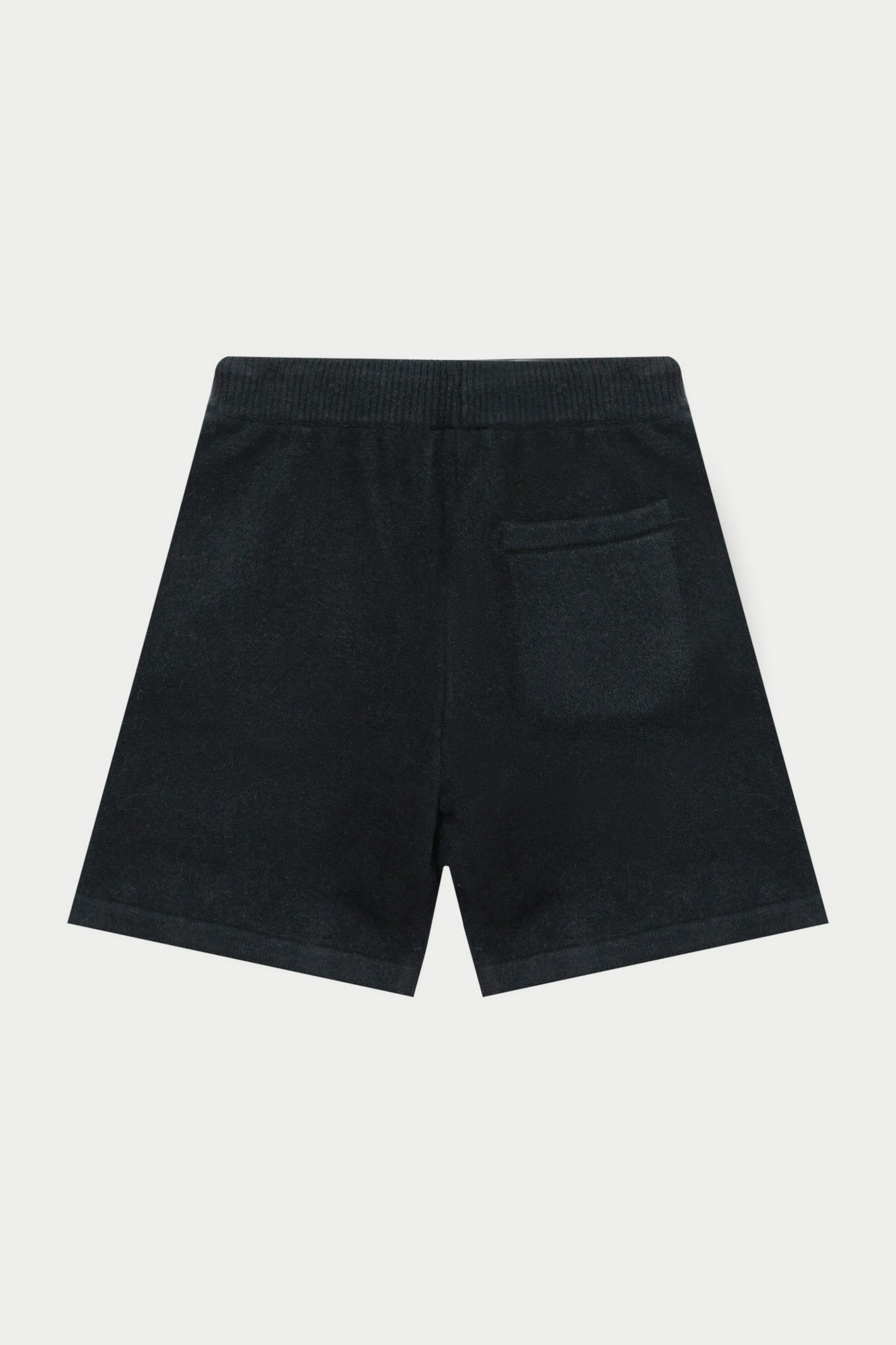 FLUFFY EMBLEM KNITTED SHORTS - BLACK