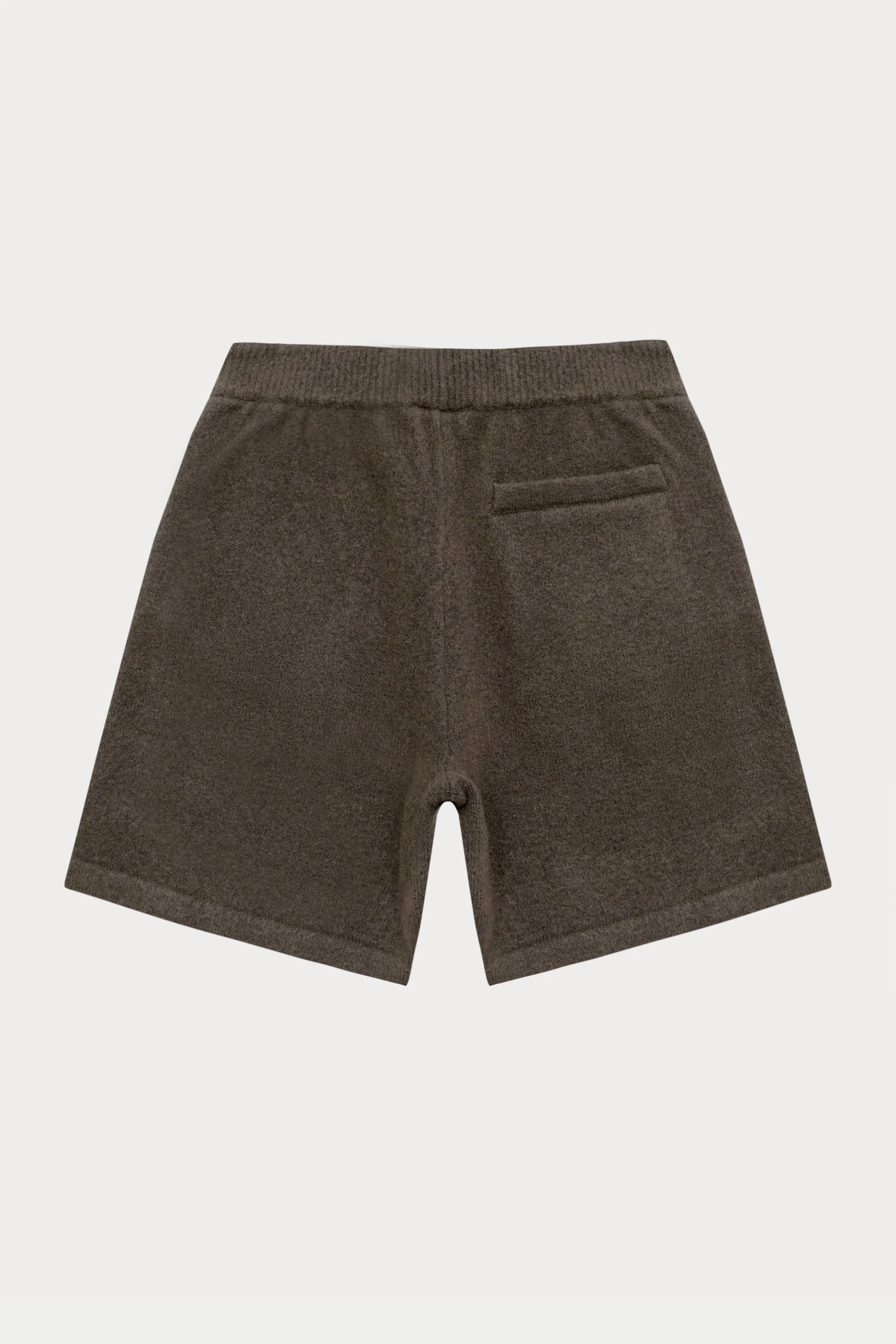 FLUFFY EMBLEM KNITTED SHORTS - BROWN