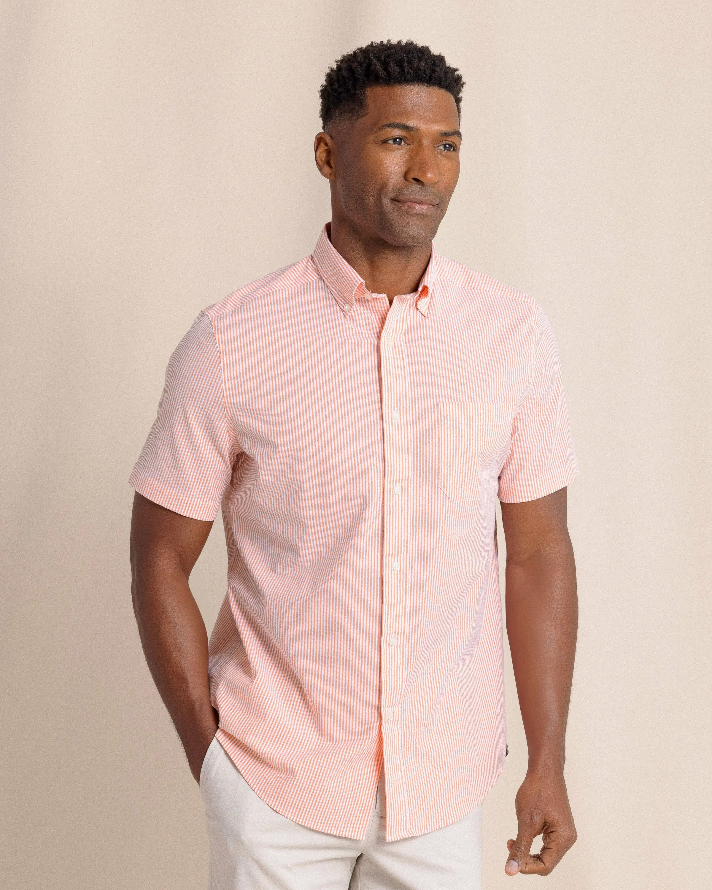 Folly Field Stripe Seersucker Short Sleeve Sport Shirt