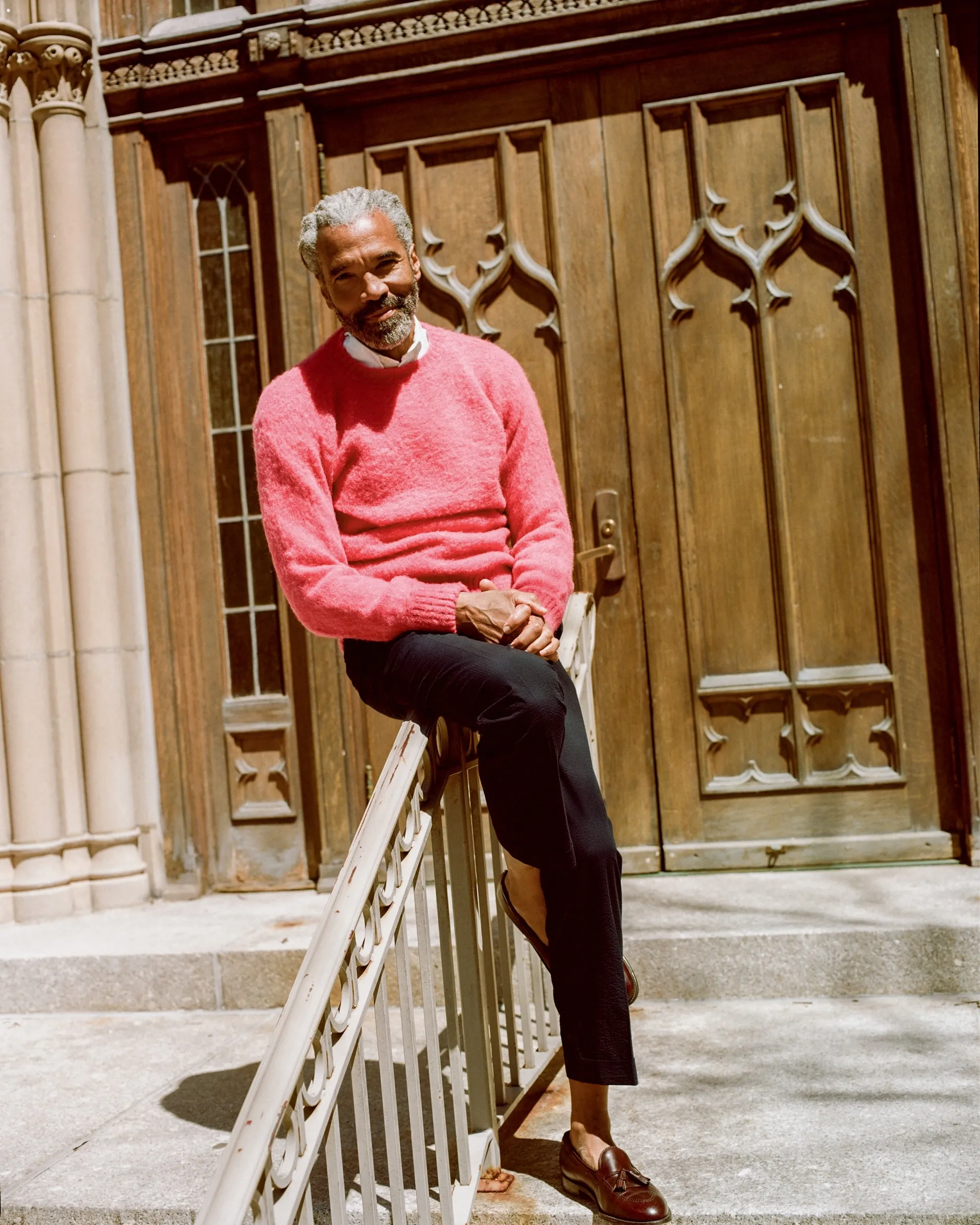FUSCHIA SHAGGY DOG CREWNECK SWEATER