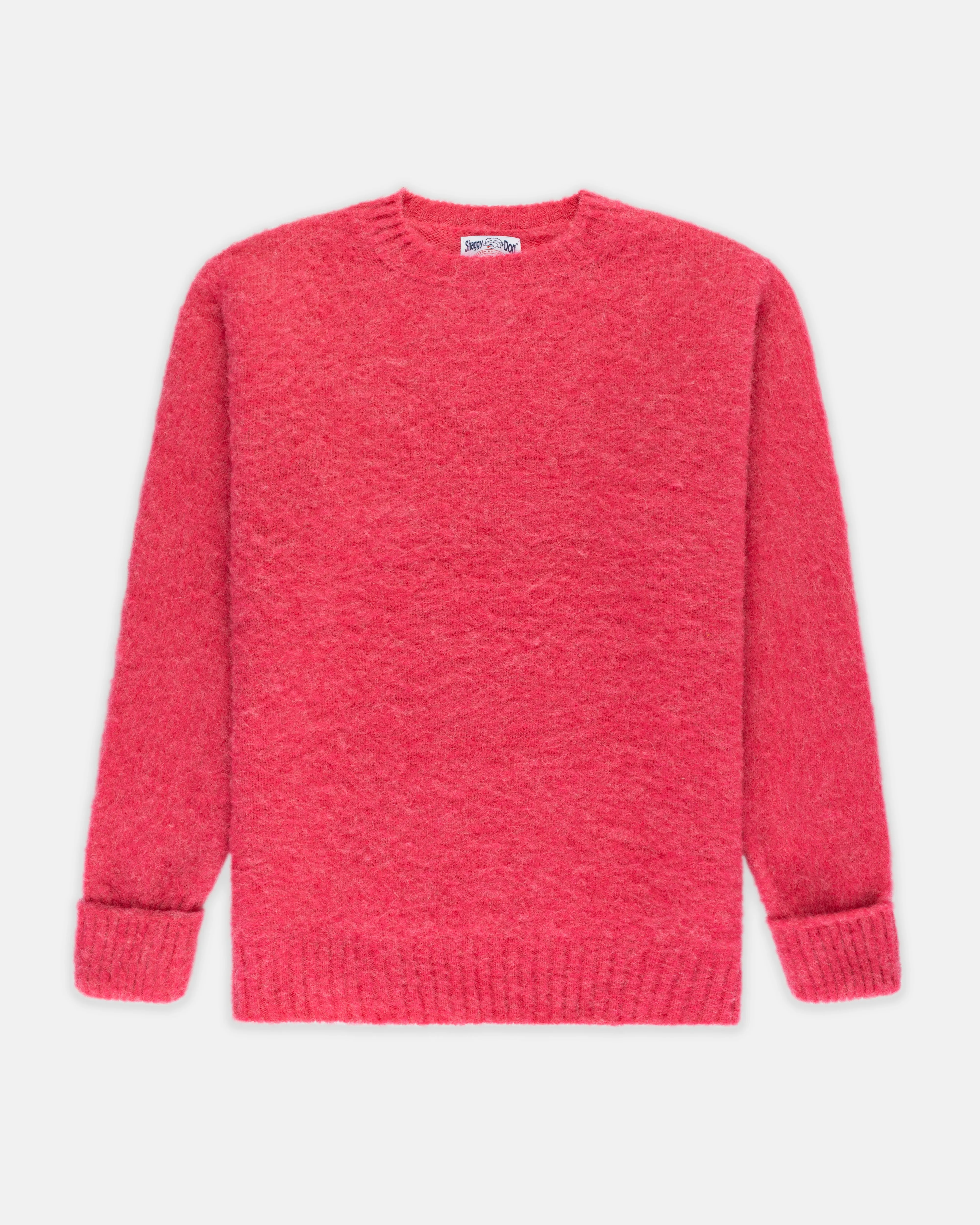 FUSCHIA SHAGGY DOG CREWNECK SWEATER