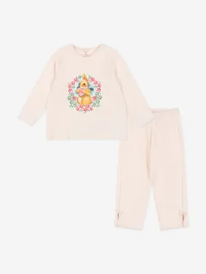 Girls Gio Bow Pant Set in Pink