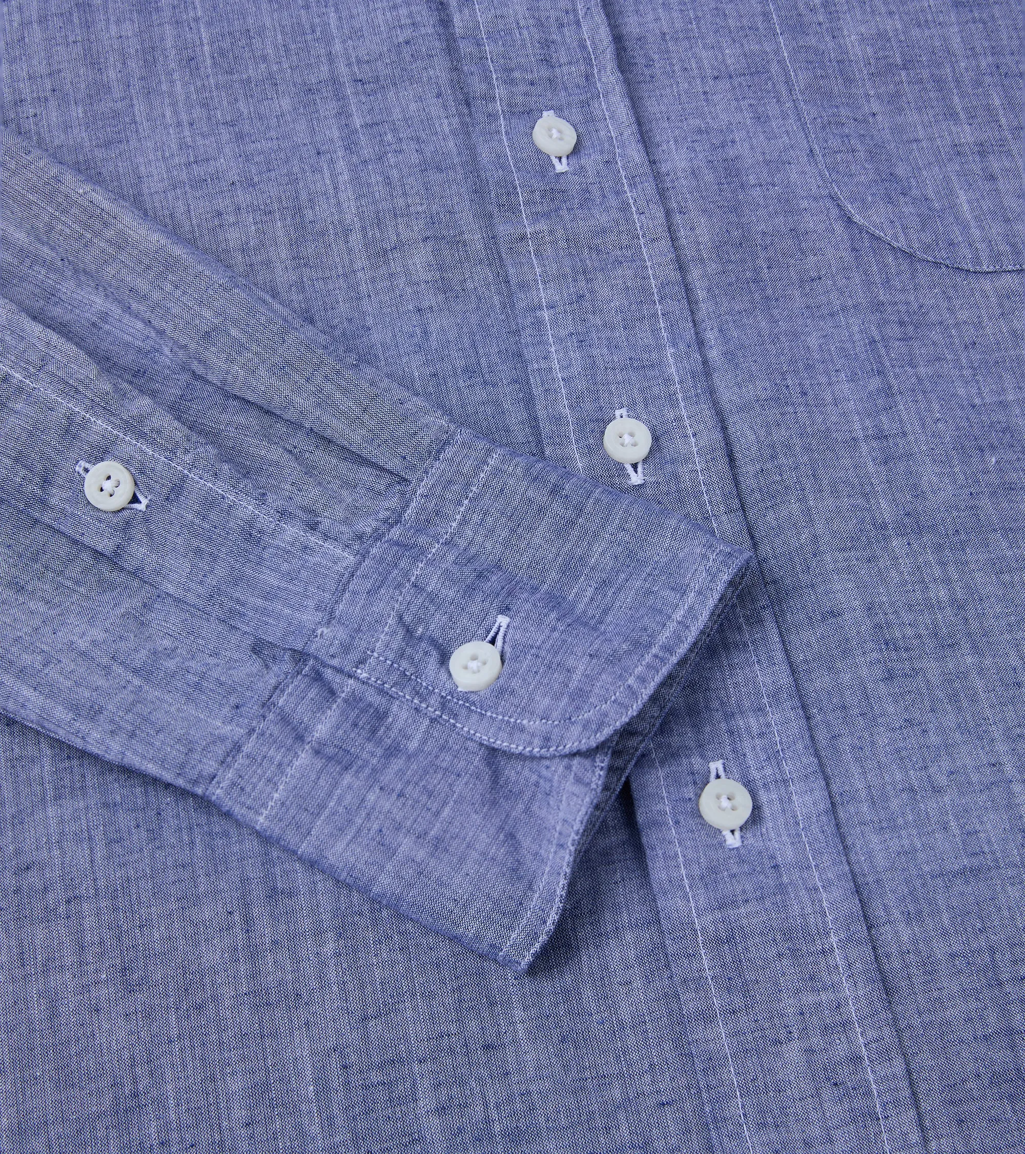 Gitman Vintage Japanese Cotton Linen Chambray Shirt: Blue