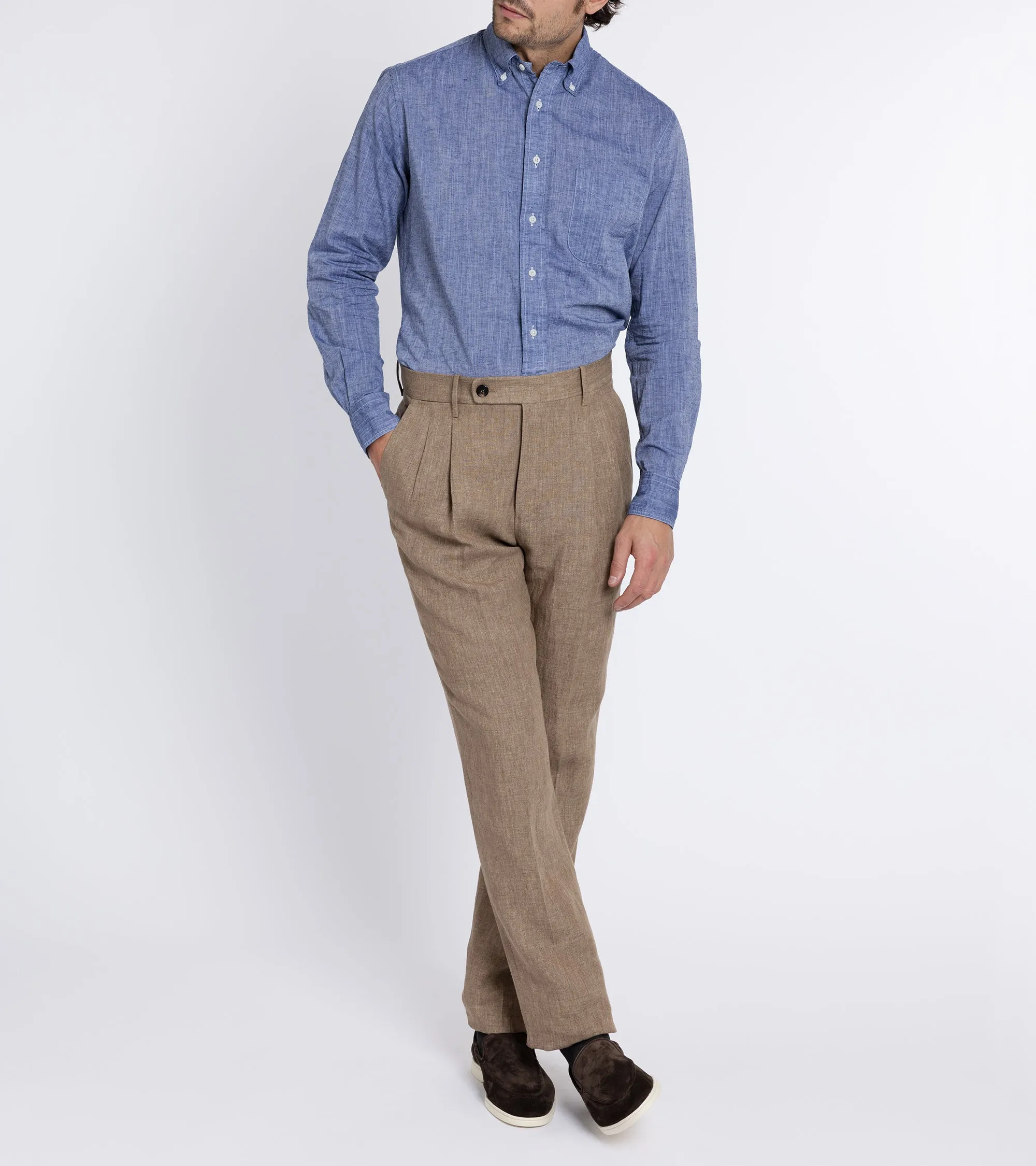 Gitman Vintage Japanese Cotton Linen Chambray Shirt: Blue